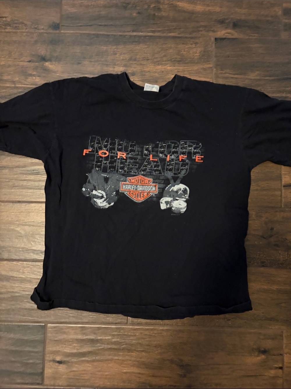 Harley-Davidson Black Kids Tee with Orange Shield & Gray Motorcycle Graphic